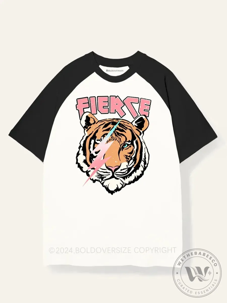 Fierce Tiger Lightning Bolt Raglan T-Shirt