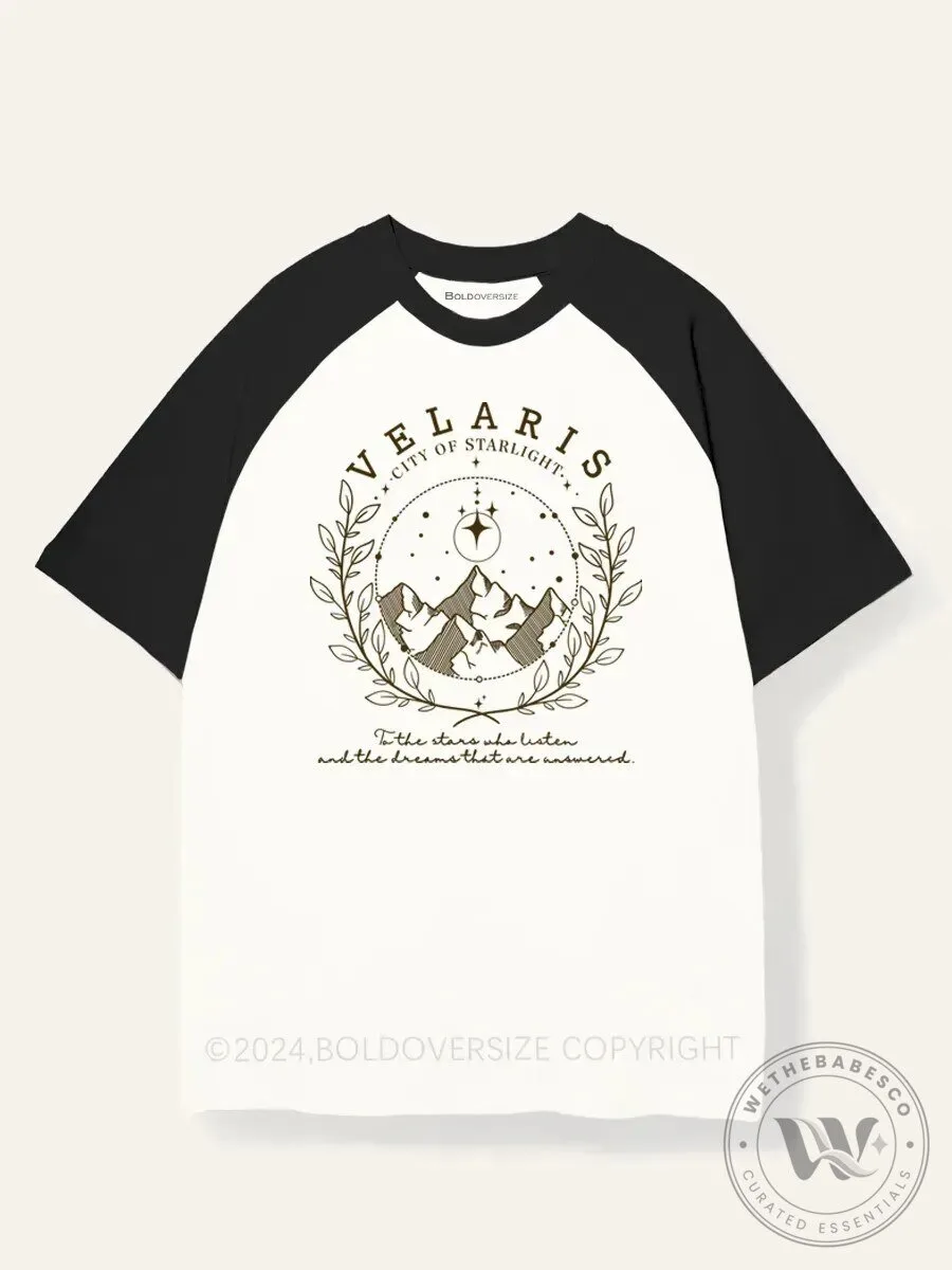 Velaris City of Starlight Mountains Quote Raglan T-Shirt