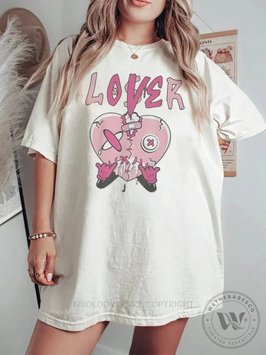 Vintage Lover Broken Heart Graphic Tee Shirt for Women