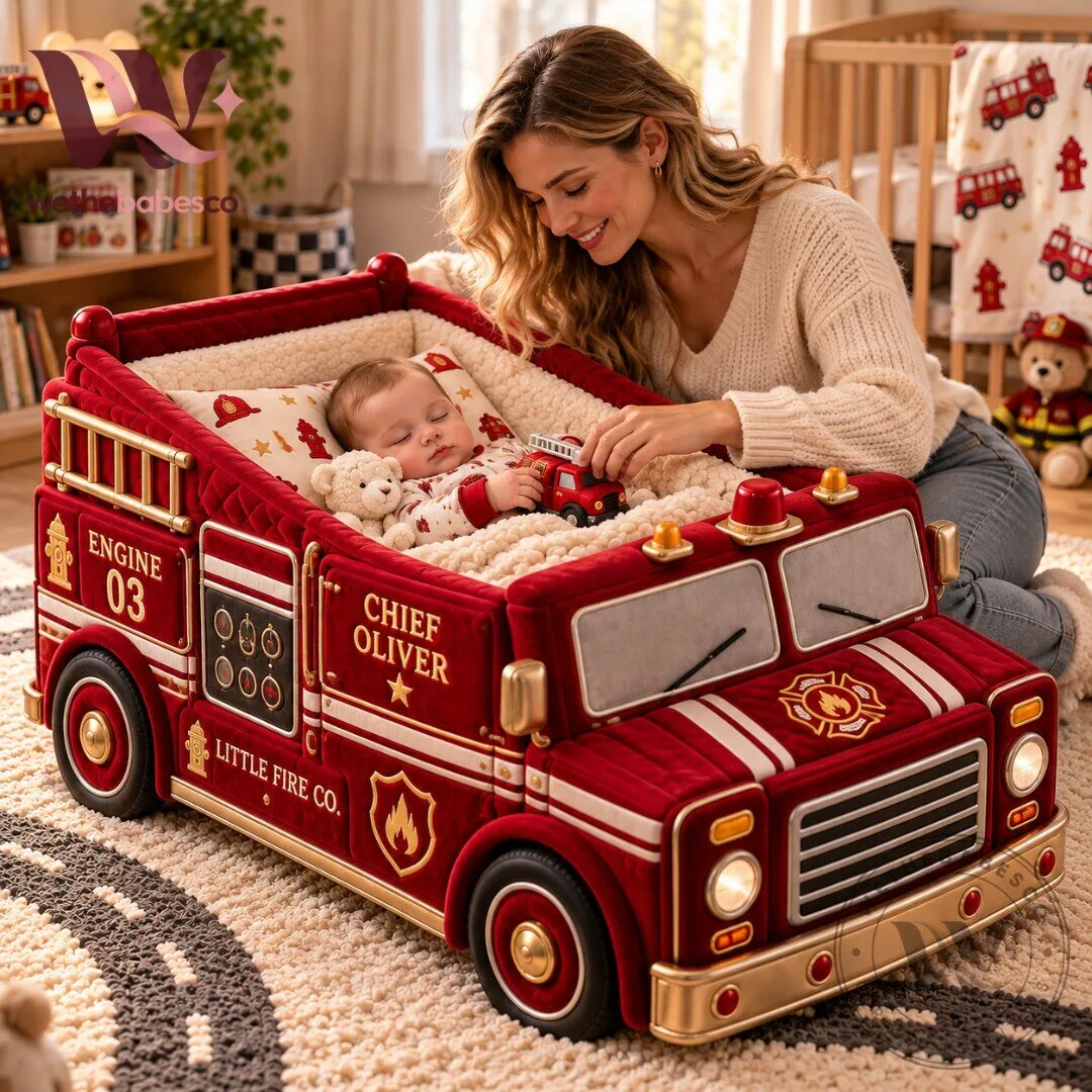 Personalized Fire Truck Plush Baby Bed x Sleeper Bassinet 2026