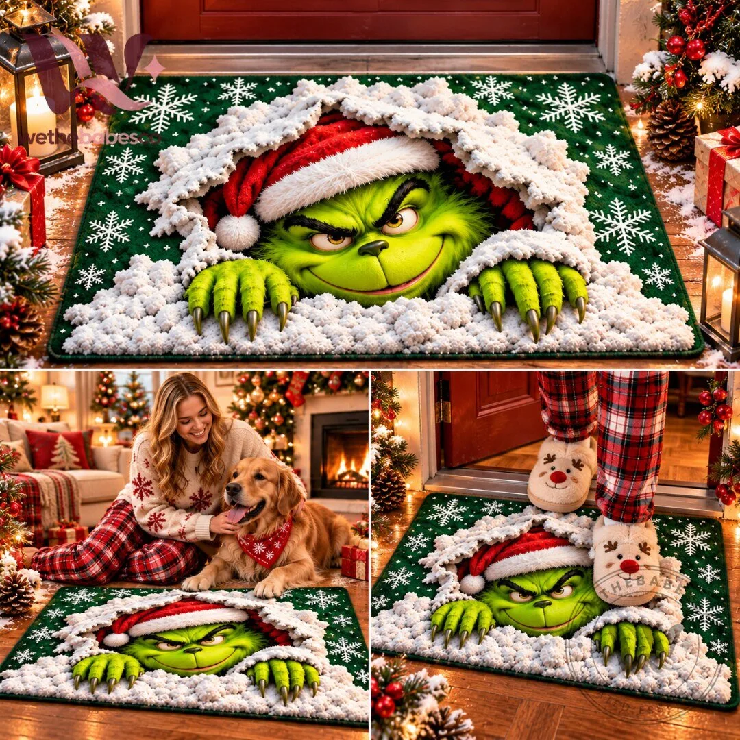 Grinch Snowy 3D Effect Christmas Doormat 2026 5 Grinch Snowy 3D Effect Christmas Doormat 2026