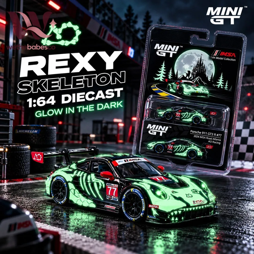 MINI GT Porsche 911 GT3 R 77 AO Racing Rexy Skeleton Glow in the Dark 2026 5 BWT Alpine F1 Team Pierre Gasly 10 Mexican GP Special Edition Snapback Hat 2026