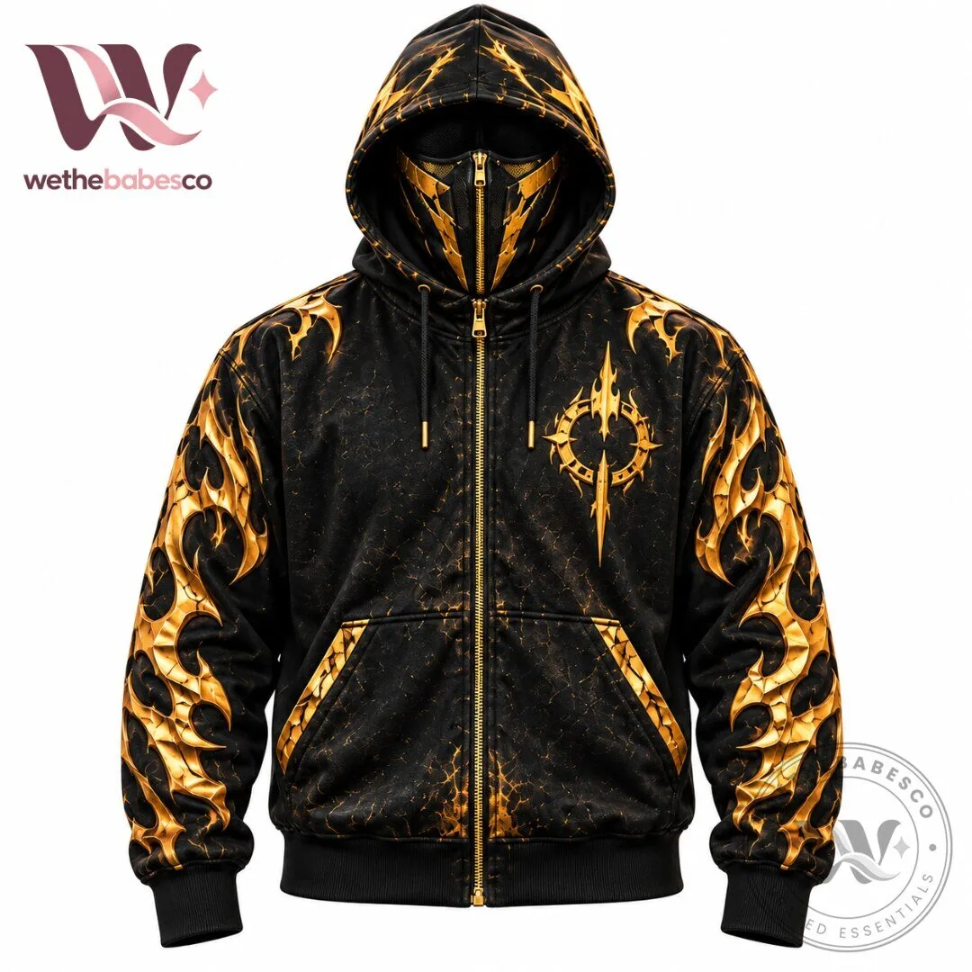H&M x Mortal Kombat Scorpion Mask Zip Up Black x Gold Hoodie 2026