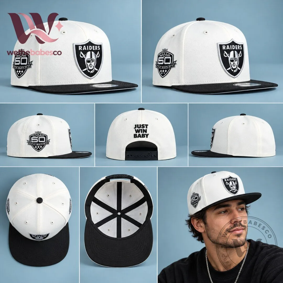 Las Vegas Raiders 50 Seasons Just Win Baby New Era 9FIFTY Snapback Hat 2026