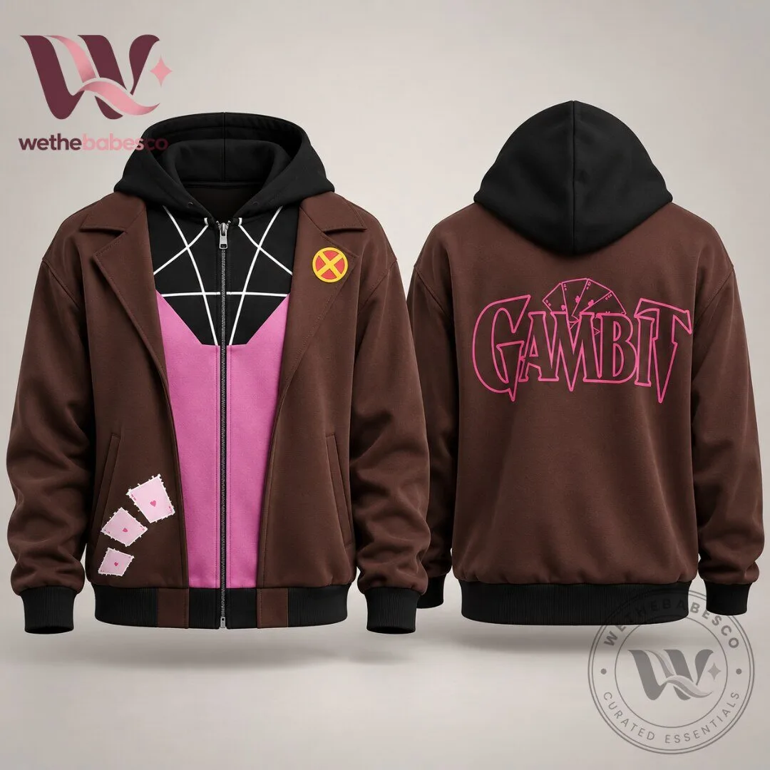 Marvel X Men Gambit Cosplay Costume Brown Zip Up Hoodie 2026