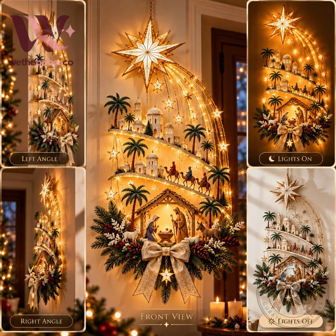 Nativity Scene Star of Bethlehem Christmas Hanging LED Wall Light 2026