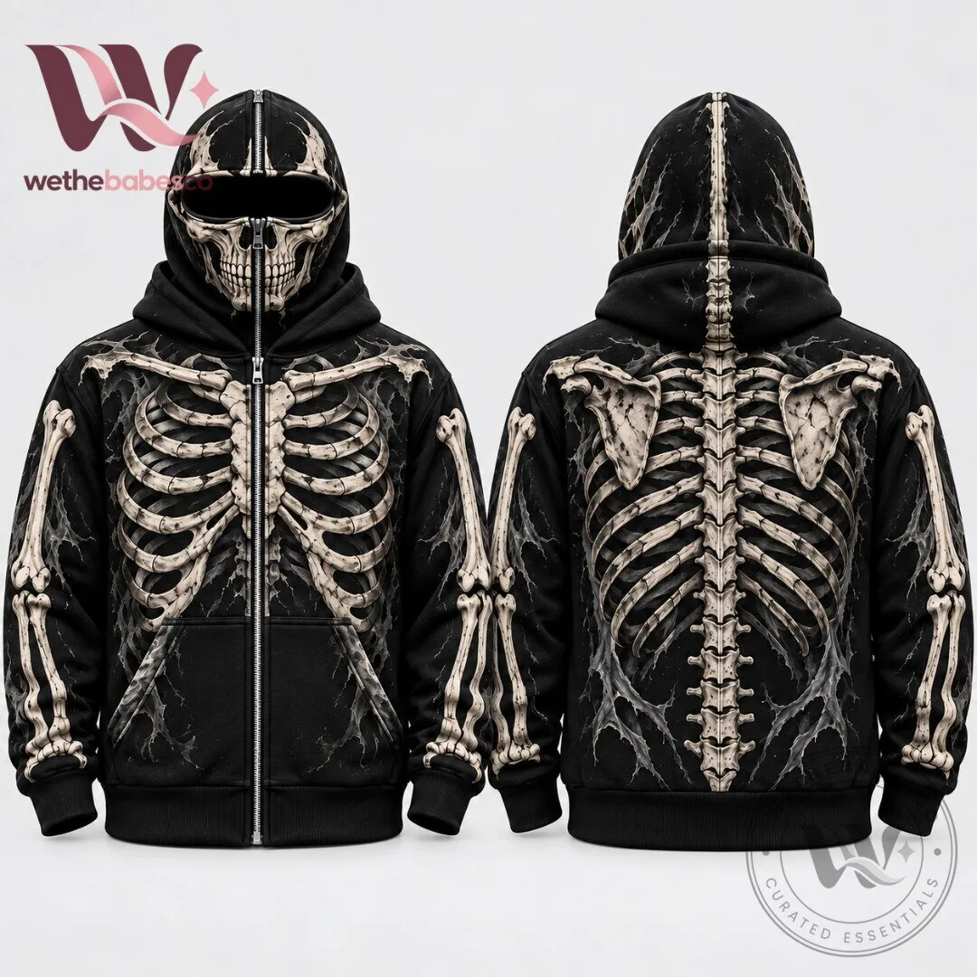 HxM Skeleton Bones Full-Zip Hoodie with Skull Mask Balaclava 2026